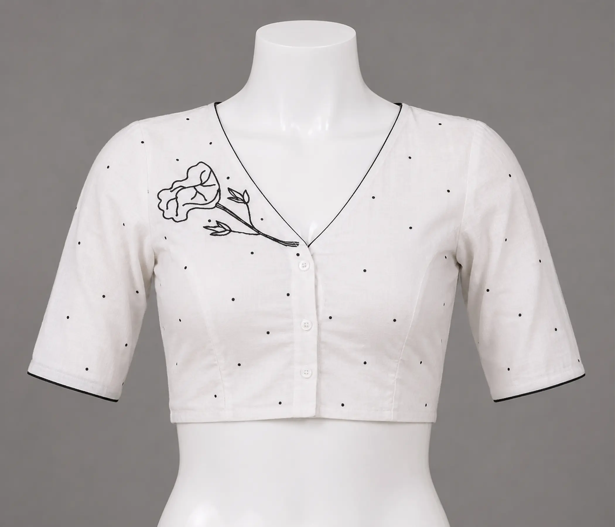 Pristine White Blouse Back Design with Hand-Embellished Art